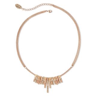 Rose Tone Rondelle Necklace, Pink