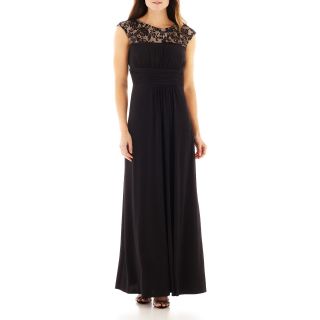 Sangria Cap Sleeve Lace Bodice Dress, Black