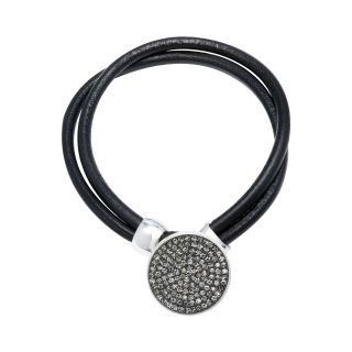 Bridge Jewelry Round Black & White Crystal Cord Bracelet
