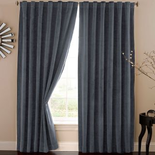 Absolute Zero Rod Pocket/Back Tab Blackout Home Theater Curtain, Blue