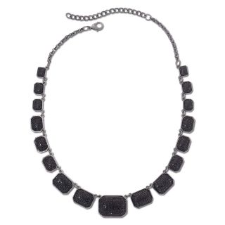 Hematite & Jet Square Collar Necklace, Black