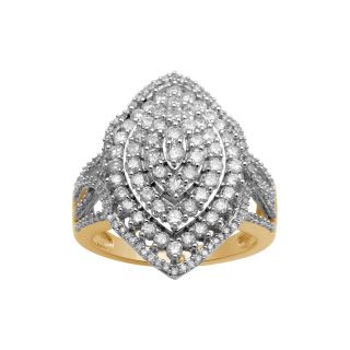 Closeout 1 CT. T.W. Diamond Marquise Cluster Ring, Yg (Yellow Gold), Womens
