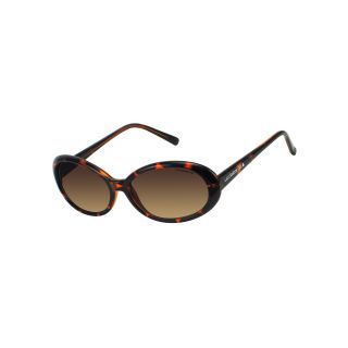 LIZ CLAIBORNE Oval Frame Sunglasses, Tortoise, Womens