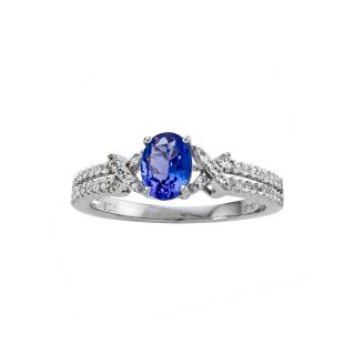 Genuine Tanzanite & Lab Created White Sapphire Ring, Womens