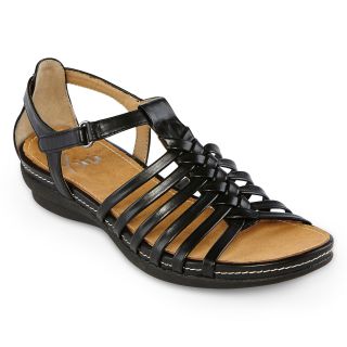 Yuu Alead Flat Sandals, Black, Womens