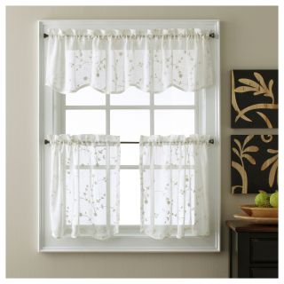 Eliminaire Naples Rod Pocket Sheer Scalloped Valance, Ivory