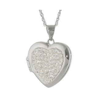 Sterling Silver Crystal Heart Locket Pendant, Womens