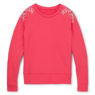 Total Girl Shoulder Bling Sweatshirt   Girls 6 16 and Plus, Coral Expression,
