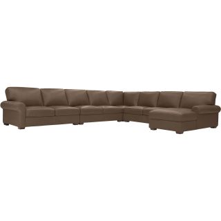 Leather Possibilities 6 pc. Right Arm Leather Chaise Sectional, Mink