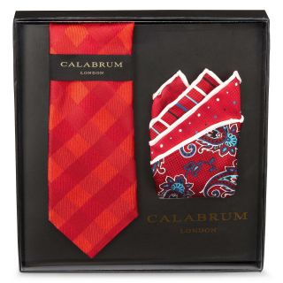 Calabrum Tie & Pocket Square Set, Red, Mens