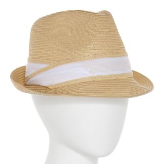 MIXIT Mixit Straw Fedora Hat, White, Womens
