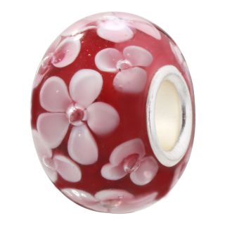 Forever Moments Pink Flowers Glass Bead, Womens