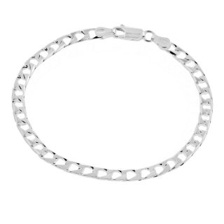 Mens Sterling Silver Square Curb Chain Necklace, Womens