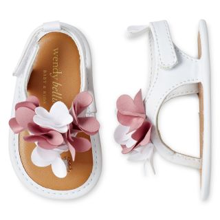 WENDY BELLISSIMO Infant Girls Laney Flower Sandals, White, White, Girls