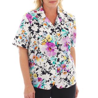 Alfred Dunner Flower Waltz Floral Woven Blouse   Plus