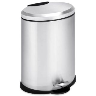 HONEY CAN DO Honey Can Do 12 Liter Oval Stainless Steel Step Trash Can