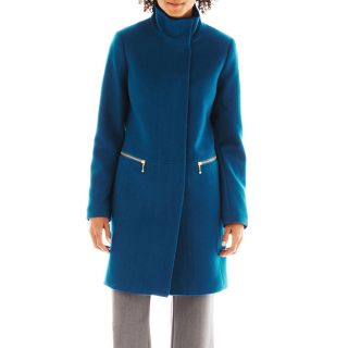 Worthington Zip Wool Coat   Talls, Blue, Womens