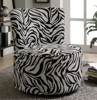 Coaster Swivel Accent Chair in Zebra Pattern