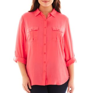 A.N.A Button Front Shirt   Plus, Electric Sunset