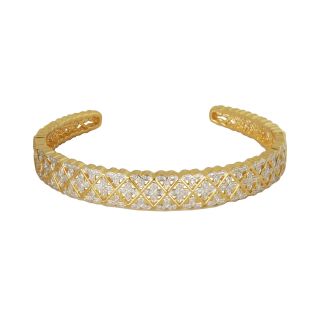 Bridge Jewelry Gold Plated Diamond Accent Wide Cuff Bracelet