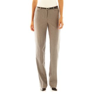 Worthington Modern Belted Straight Pants, Grey, Womens