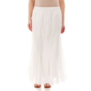 St. Johns Bay St. John s Bay Crinkle Long Peasant Skirt   Plus, White