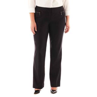 Worthington Modern Zipper Pocket Trouser Pants   Plus, Black, Womens