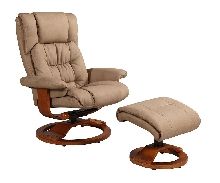 Mac Motion Vinci Euro Recliner and Ottoman in Stone Nubuck Bonded