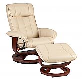 Recliner and Ottoman   Taupe Bonded Leather, U Base