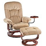 Recliner and Ottoman   Sand Polyester Fabric