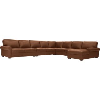 Leather Possibilities 6 pc. Right Arm Leather Chaise Sectional, Sahara