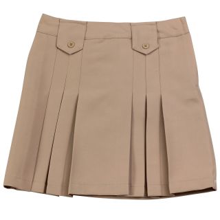 French Toast Tab Top Pleated Skirt, Khaki, Girls
