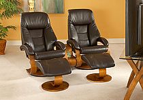 Mac Motion Double Euro Recliner and Ottoman Set in Espresso Leather