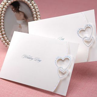 Simple Folded Wedding Invitation With Interlocking Hearts (Set of 50)