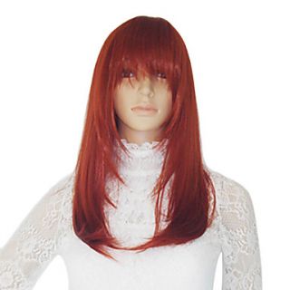 Red Synthetic Medium Length Straight Wig