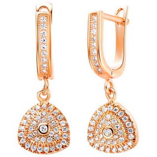 European Gold Or Silver Plated With Cubic Zirconia Triangle Womens Earrings(More Colors)