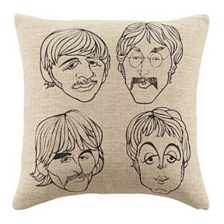 Face Sketch Cartton Decorative Pillow Cover