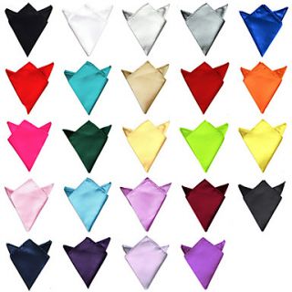 Mens Solid Color Faux Silk Handkerchief