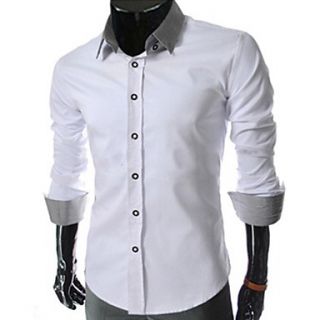 Mens Handsome Contrast Color Long Sleeve Casual Shirts