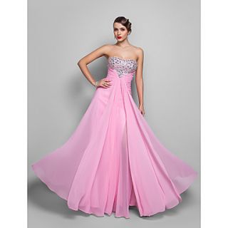 A line Strapless Floor length Chiffon Evening/Prom Dress (551327)