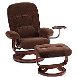 Recliner and Ottoman   Chocolate Polyester Fabric