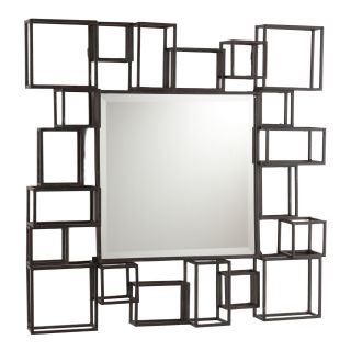 Geometric Deco Mirror, Espresso (Dark Brown)