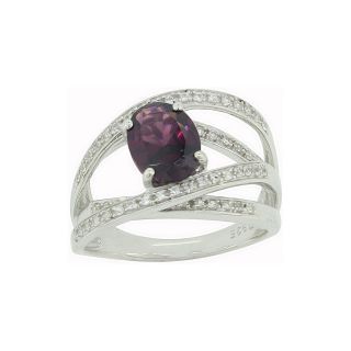 Genuine Garnet and Lab Created Sapphire Ring, Womens