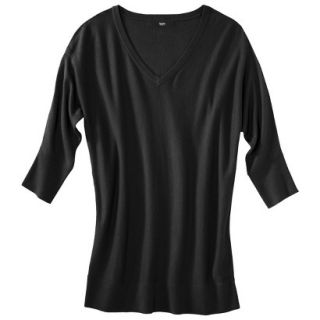 Mossimo Womens 3/4 Sleeve V Neck Value Sweater   Black XXL