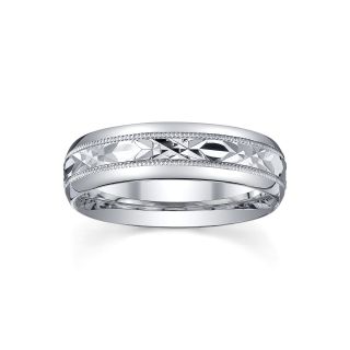 Mens Sterling Silver Wedding Band, White