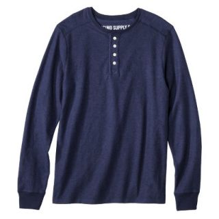 Mossimo Supply Co. Mens Long Sleeve Henley Shirt   Oxford Blue L