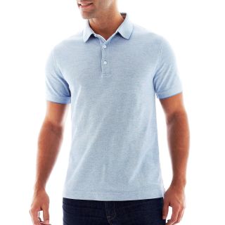 CLAIBORNE 2 Tone Piqué Polo Shirt, Blue, Mens