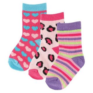 Luvable Friends Infant Girls 3 Pack Socks   Pink/Purple 6 18 M
