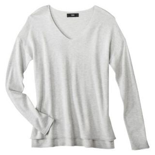 Mossimo Petites Long Sleeve V Neck Pullover Sweater   Gray MP