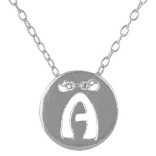 Womens Jezlaine Pendant Sterling Silver Disk With Cutout Initial A   Silver